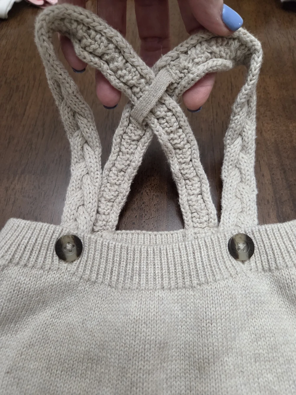 Cat & Jack Cream Knit Braided Strap Romper